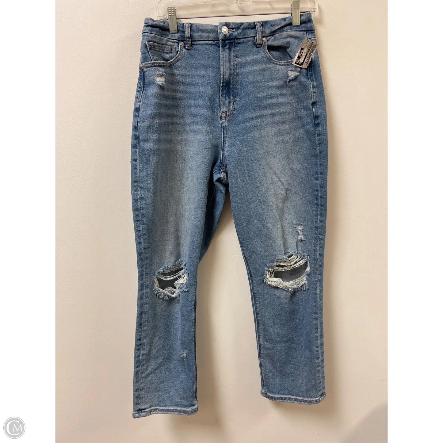 Jeans Straight By American Eagle In Blue Denim, Size: 8