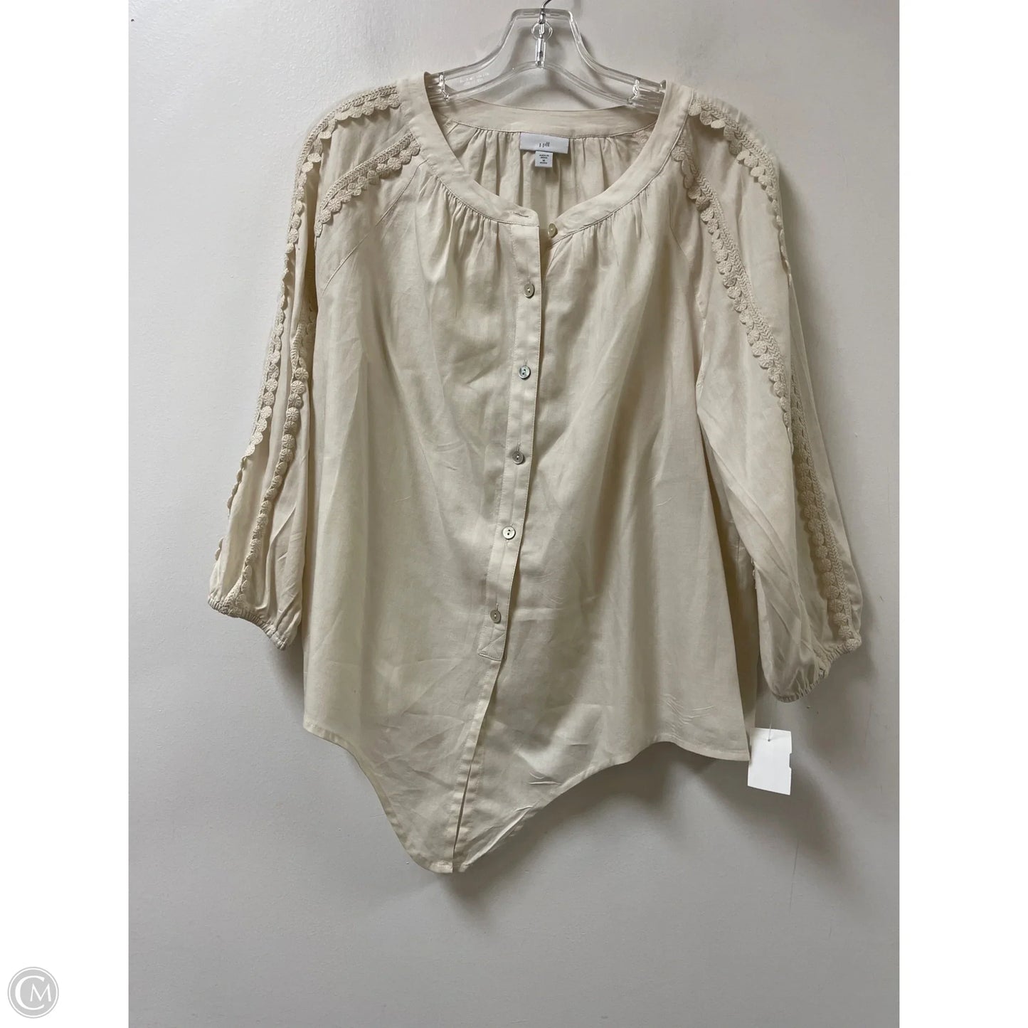 Blouse Long Sleeve By J. Jill In Cream, Size: M