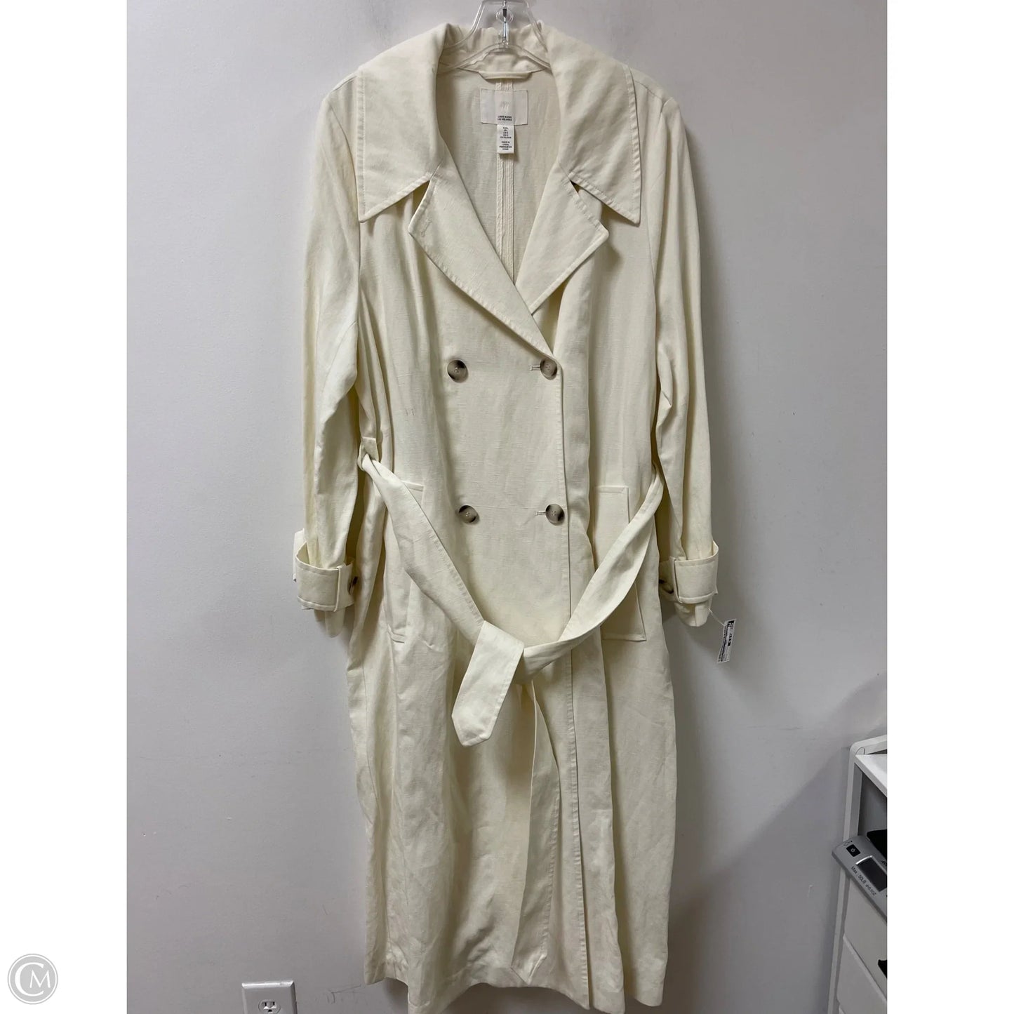 Coat Trench Coat By H&m In Cream, Size: L