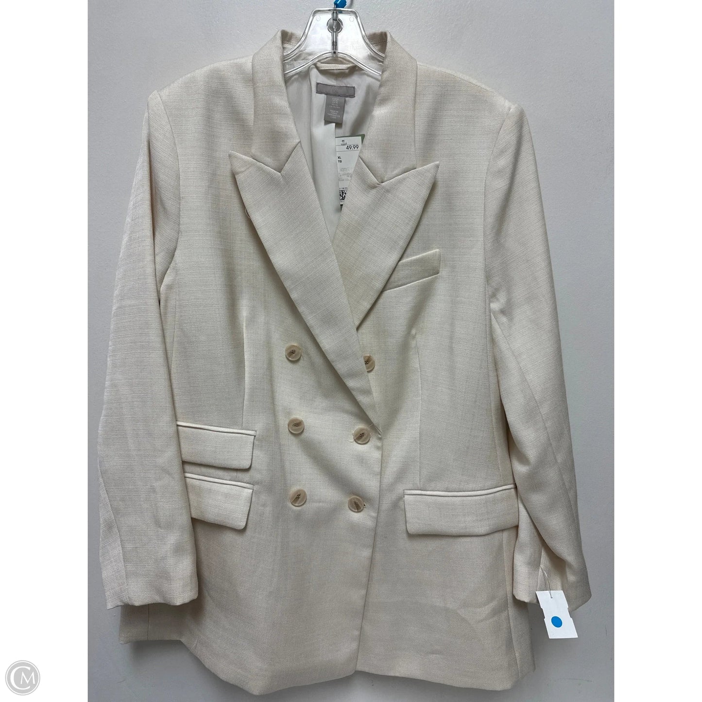 Blazer By H&m In Cream, Size: Xl