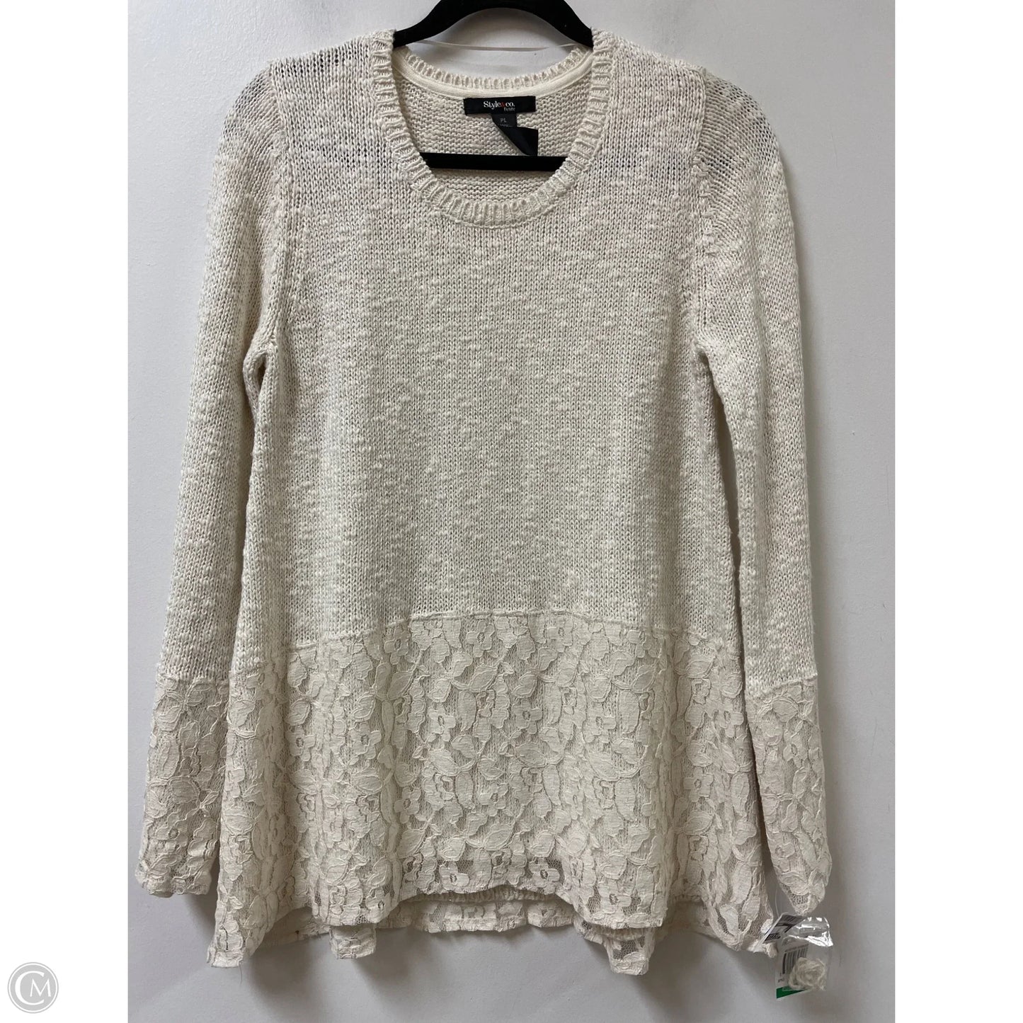 Tunic Long Sleeve By Style And Company In Cream, Size: L