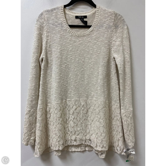 Tunic Long Sleeve By Style And Company In Cream, Size: L