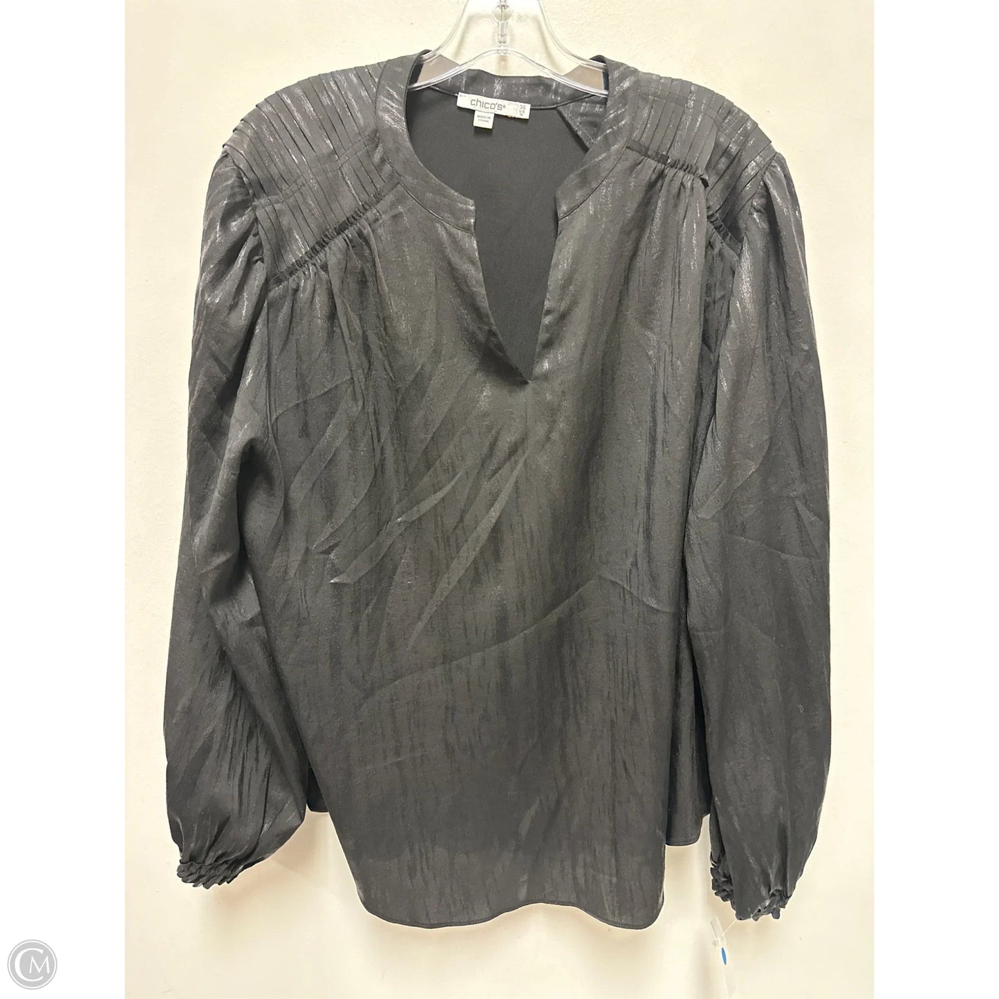 Top Long Sleeve By Chicos In Black, Size: 1x