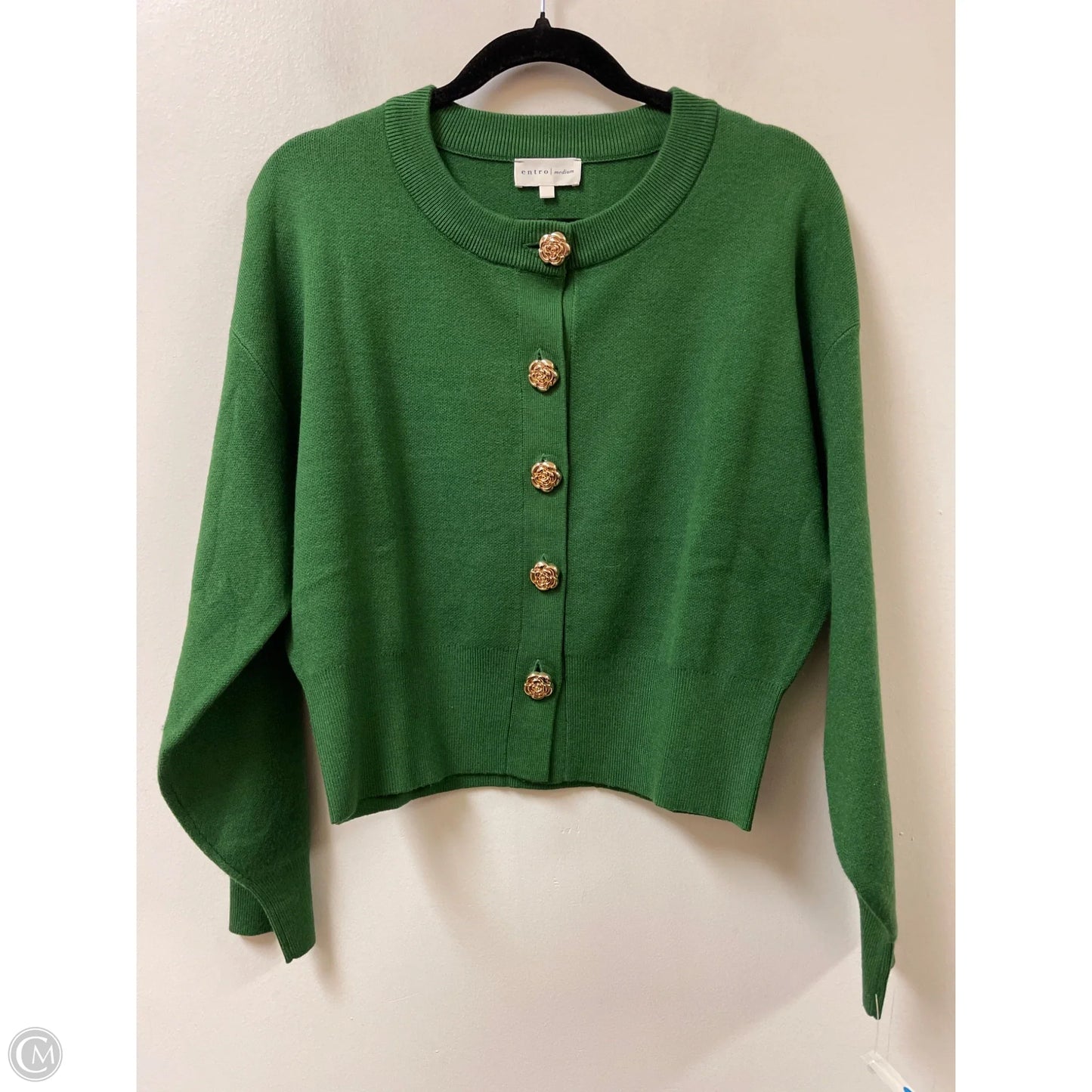 Sweater Cardigan By Entro In Green, Size: M
