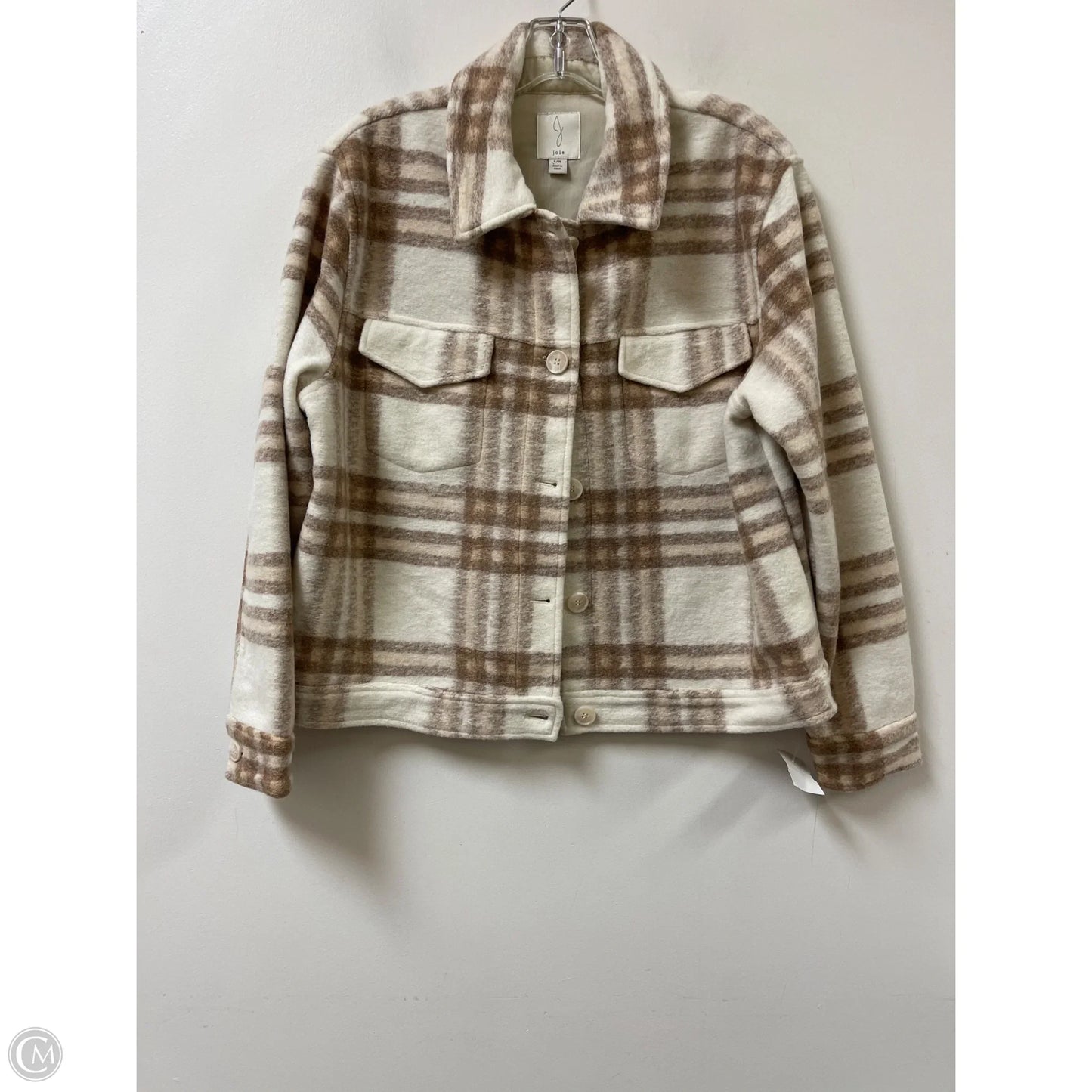 Jacket Shirt By Joie In Cream, Size: L