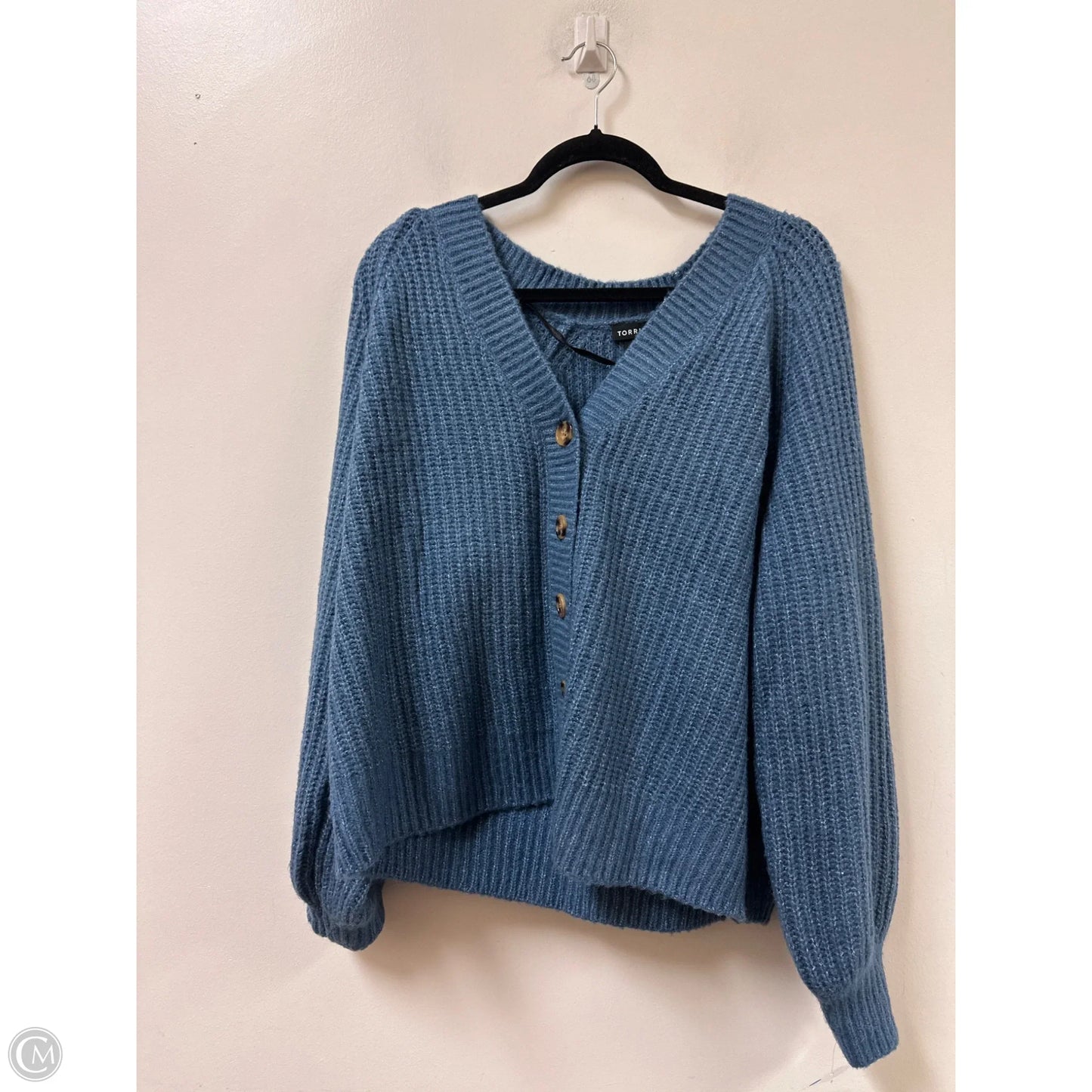 Sweater Cardigan By Torrid In Blue, Size: 1x