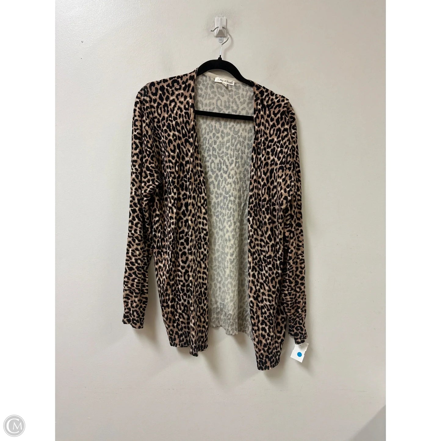 Sweater Cardigan By Clothes Mentor In Animal Print, Size: 1x