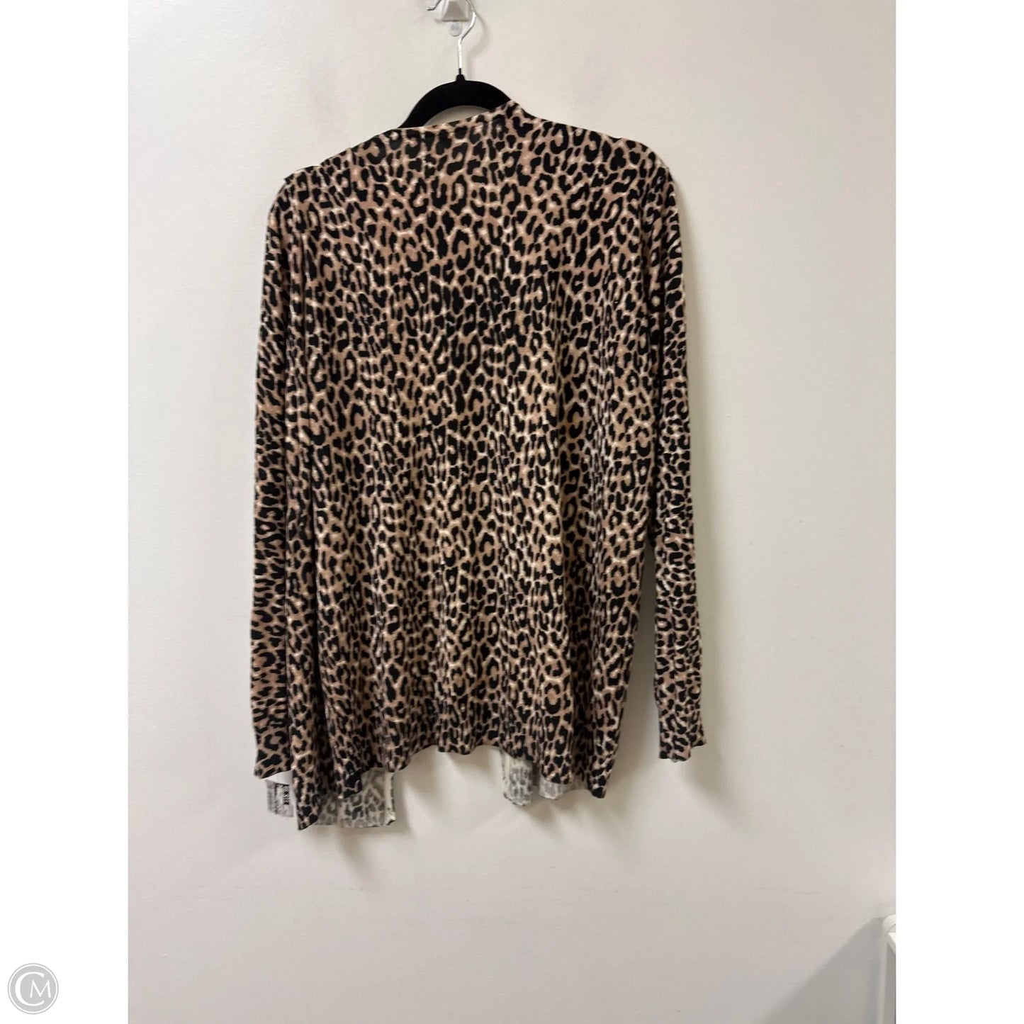 Sweater Cardigan By Clothes Mentor In Animal Print, Size: 1x