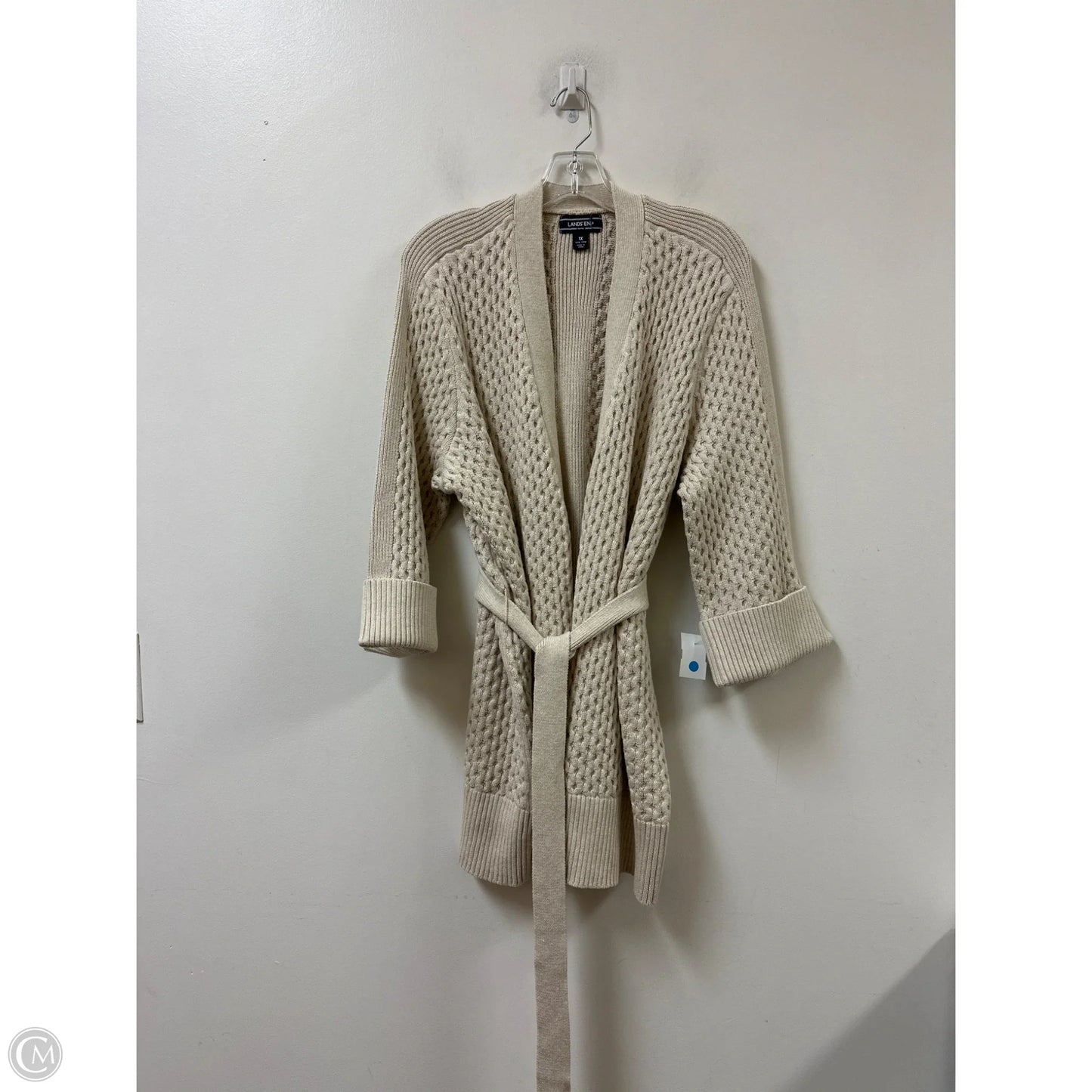Sweater Cardigan By Lands End In Cream, Size: 1x