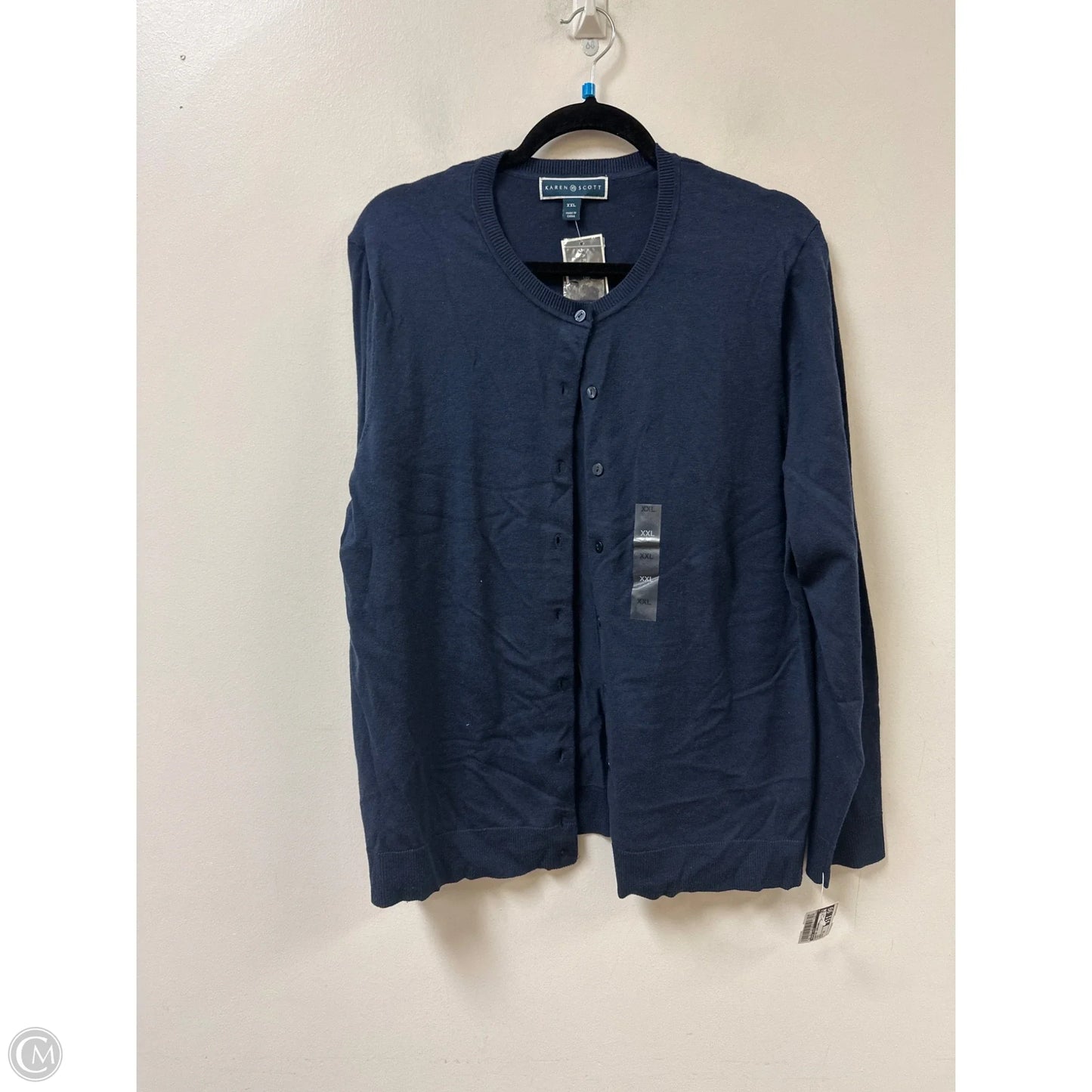 Sweater Cardigan By Karen Scott In Navy, Size: 1x