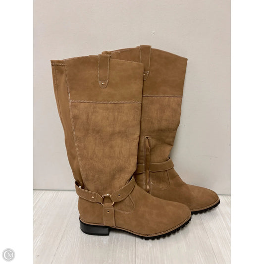 Boots Knee Heels By Cato In Tan, Size: 9