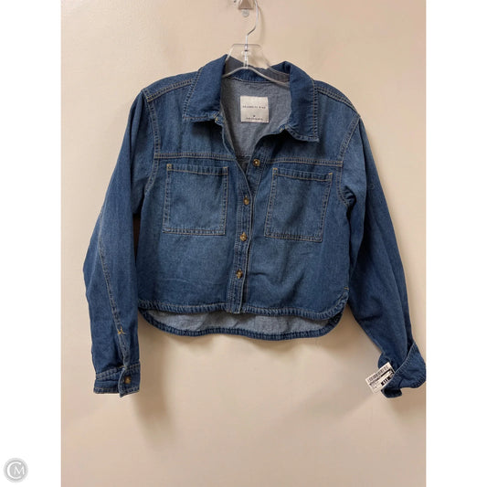 Blouse Long Sleeve By Celebrity Pink In Blue Denim, Size: M