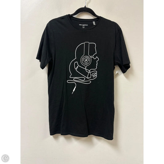 Top Short Sleeve Designer By Karl Lagerfeld In Black, Size: S