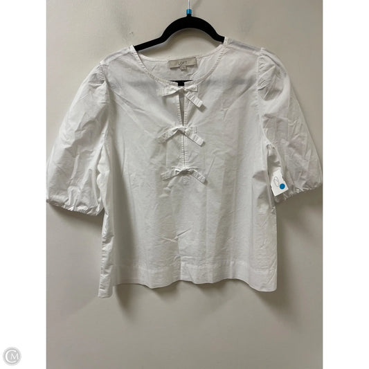 Top Short Sleeve By Loft In White, Size: L