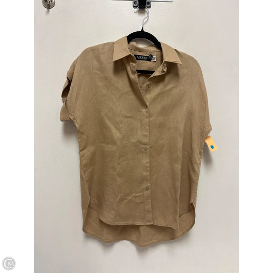 Blouse Short Sleeve By Lauren By Ralph Lauren In Tan, Size: S