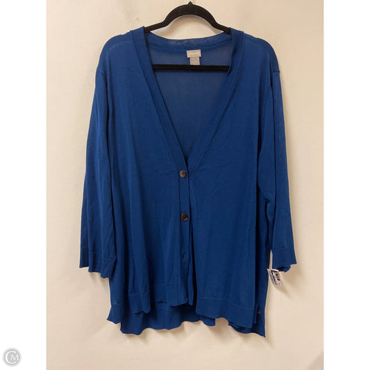 Sweater Cardigan By Chicos In Blue, Size: 2x