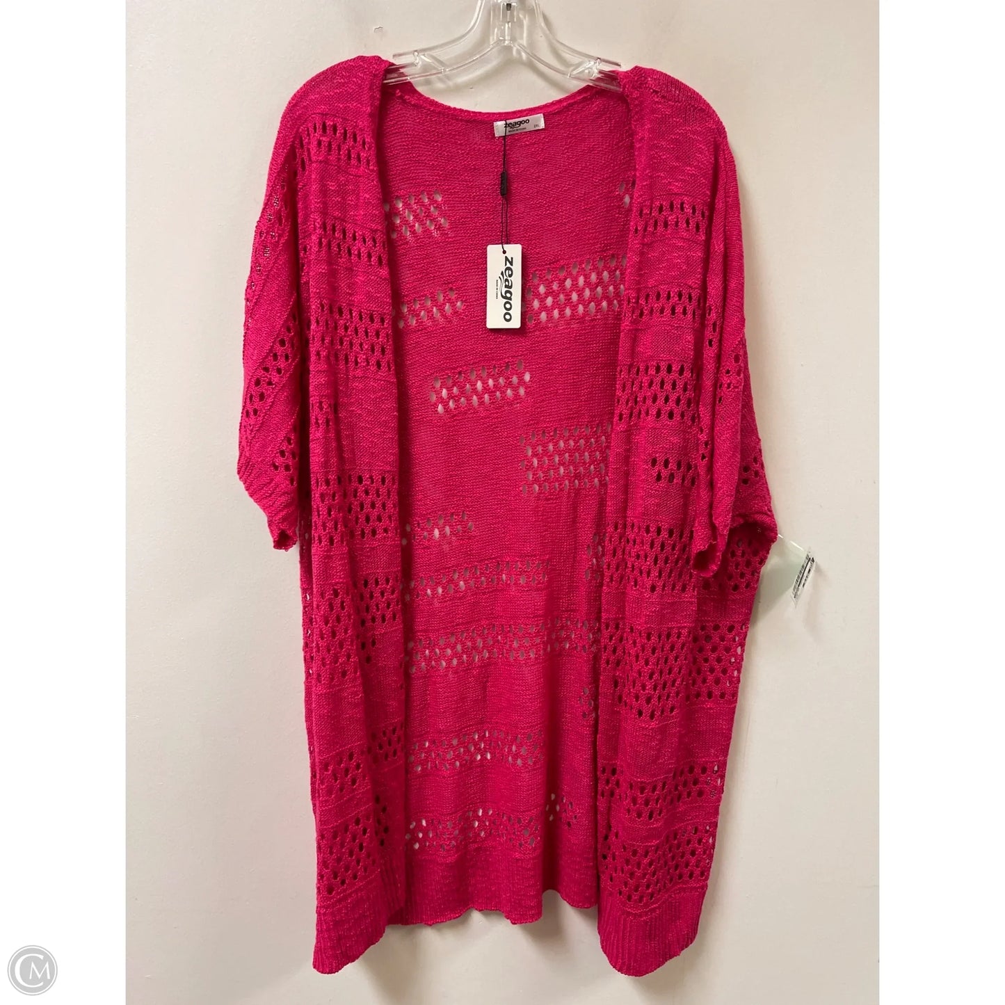 Sweater Cardigan By Zeagoo In Pink, Size: 2x