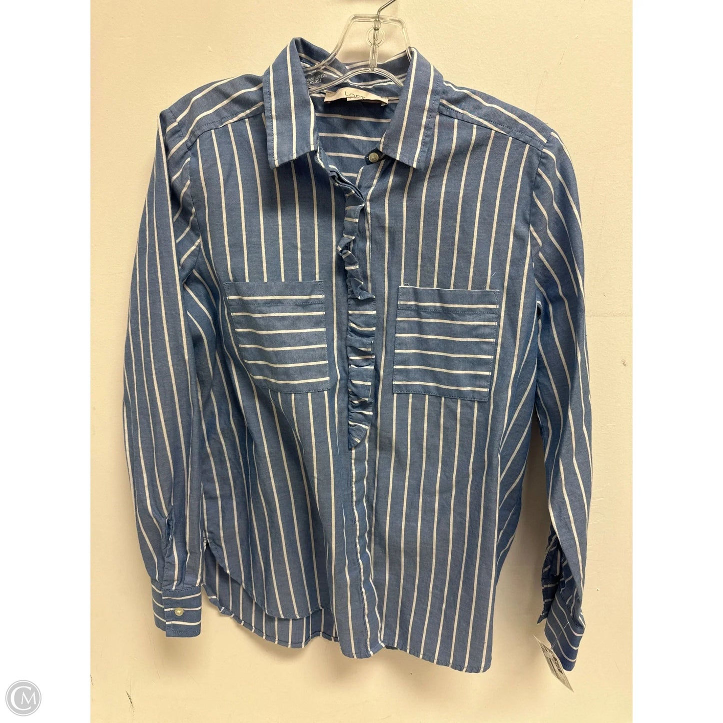 Blouse Long Sleeve By Loft In Blue, Size: S