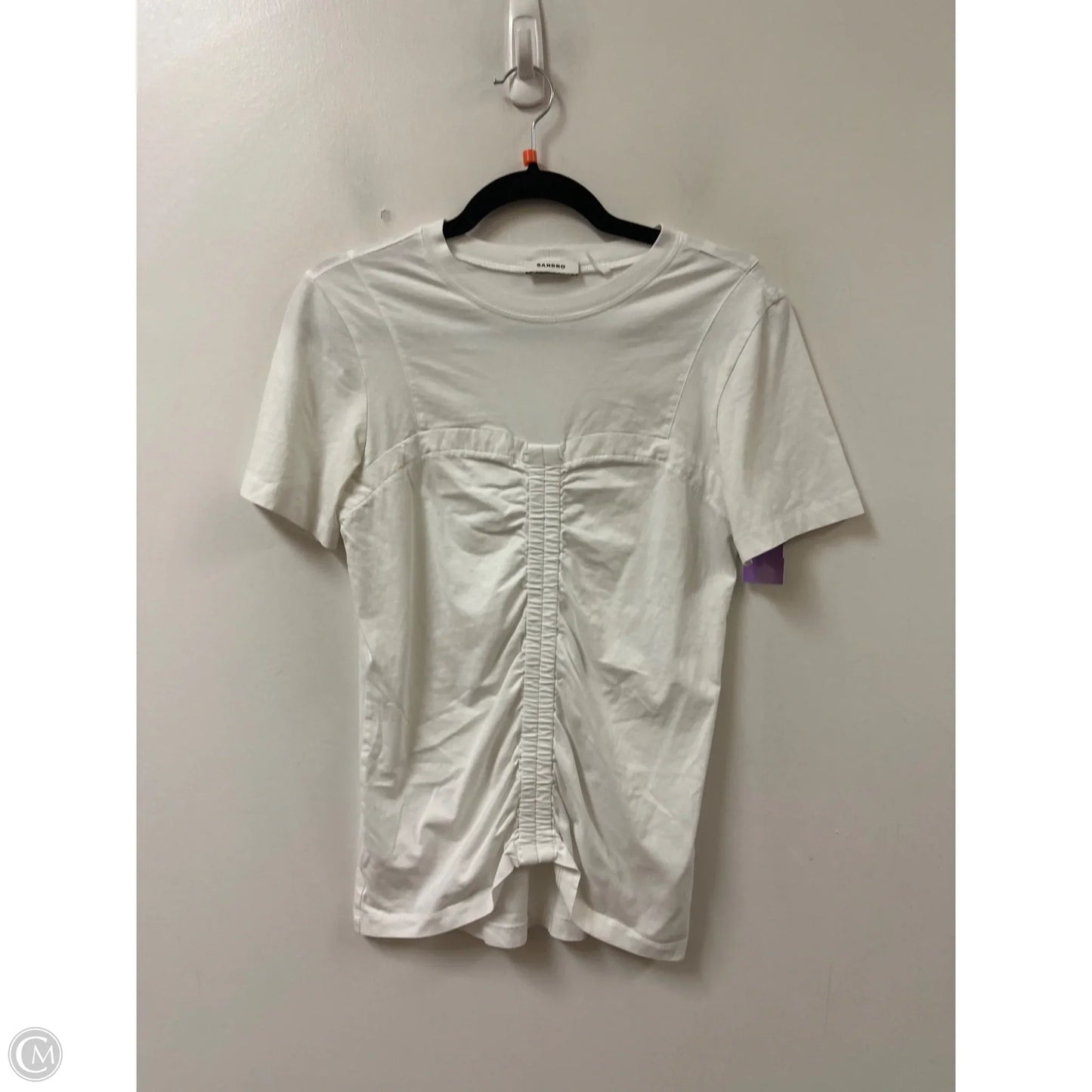 Top Short Sleeve Designer By Sandro In White, Size: S