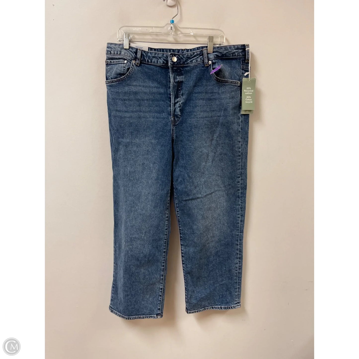 Jeans Straight By H&m In Blue Denim, Size: 18