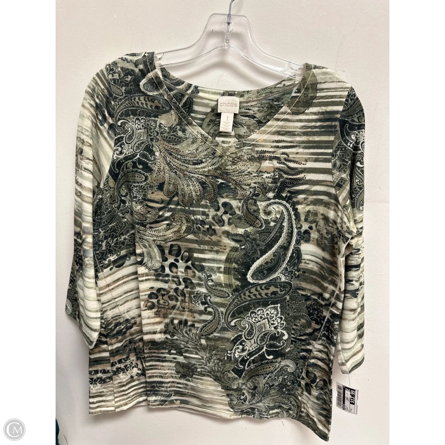 Top Long Sleeve By Chicos In Green, Size: M