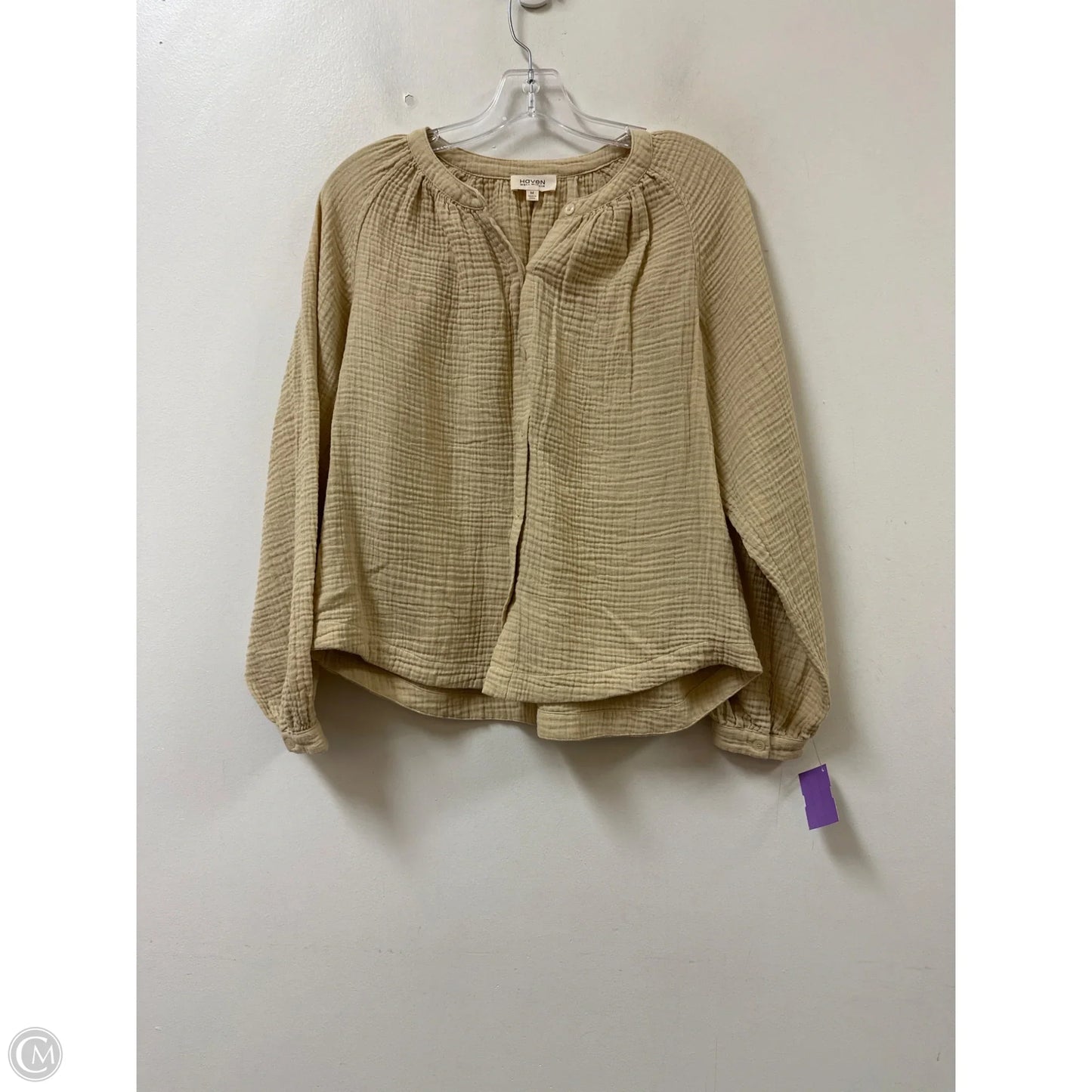 Blouse Long Sleeve By Haven In Tan, Size: M