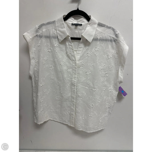 Blouse Short Sleeve By Adrianna Papell In White, Size: L