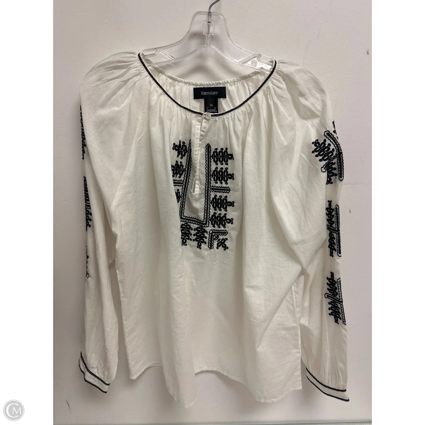 Top Long Sleeve By Karen Kane In White, Size: M