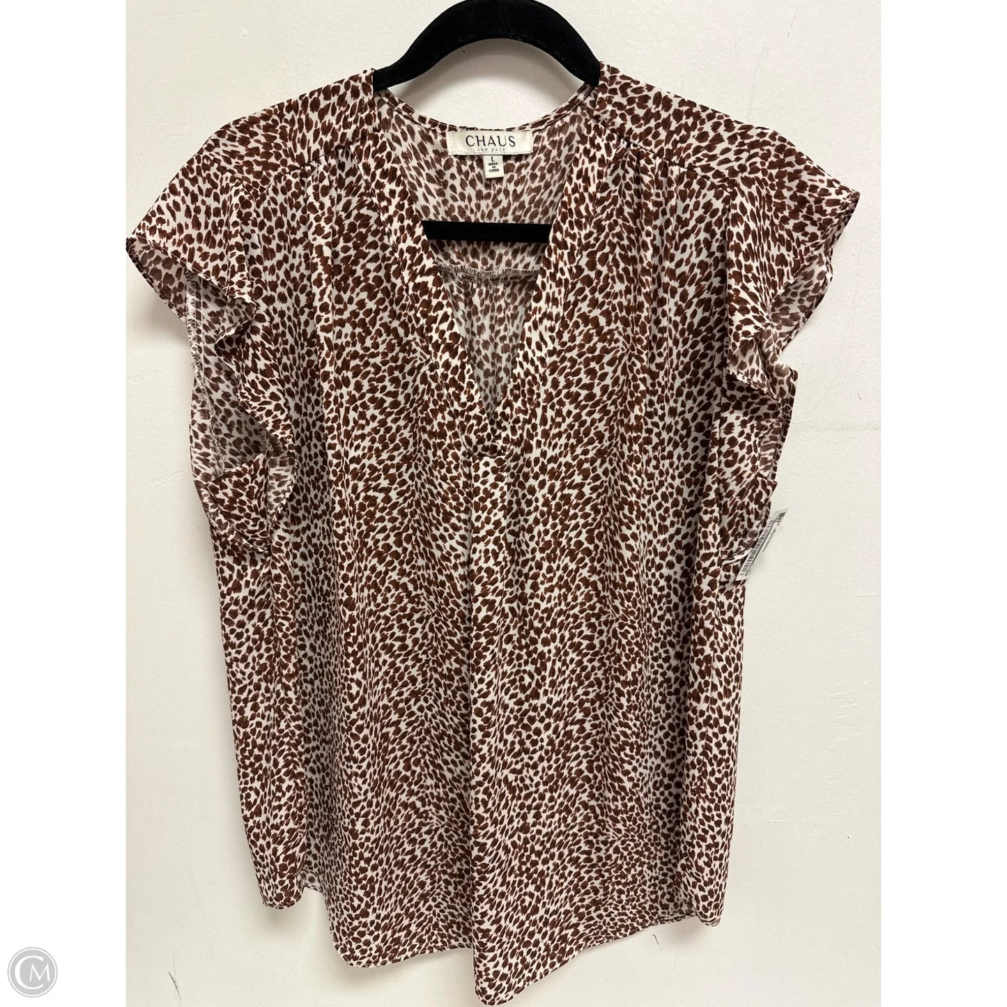 Top Short Sleeve By Chaus In Animal Print, Size: L