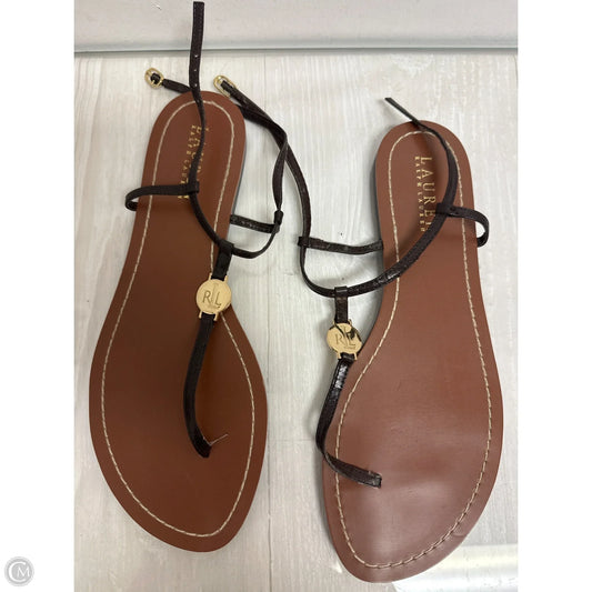 Sandals Flip Flops By Lauren By Ralph Lauren In Brown, Size: 9