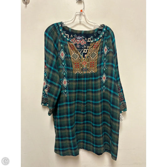 Dress Designer By Johnny Was In Blue & Green, Size: Xl