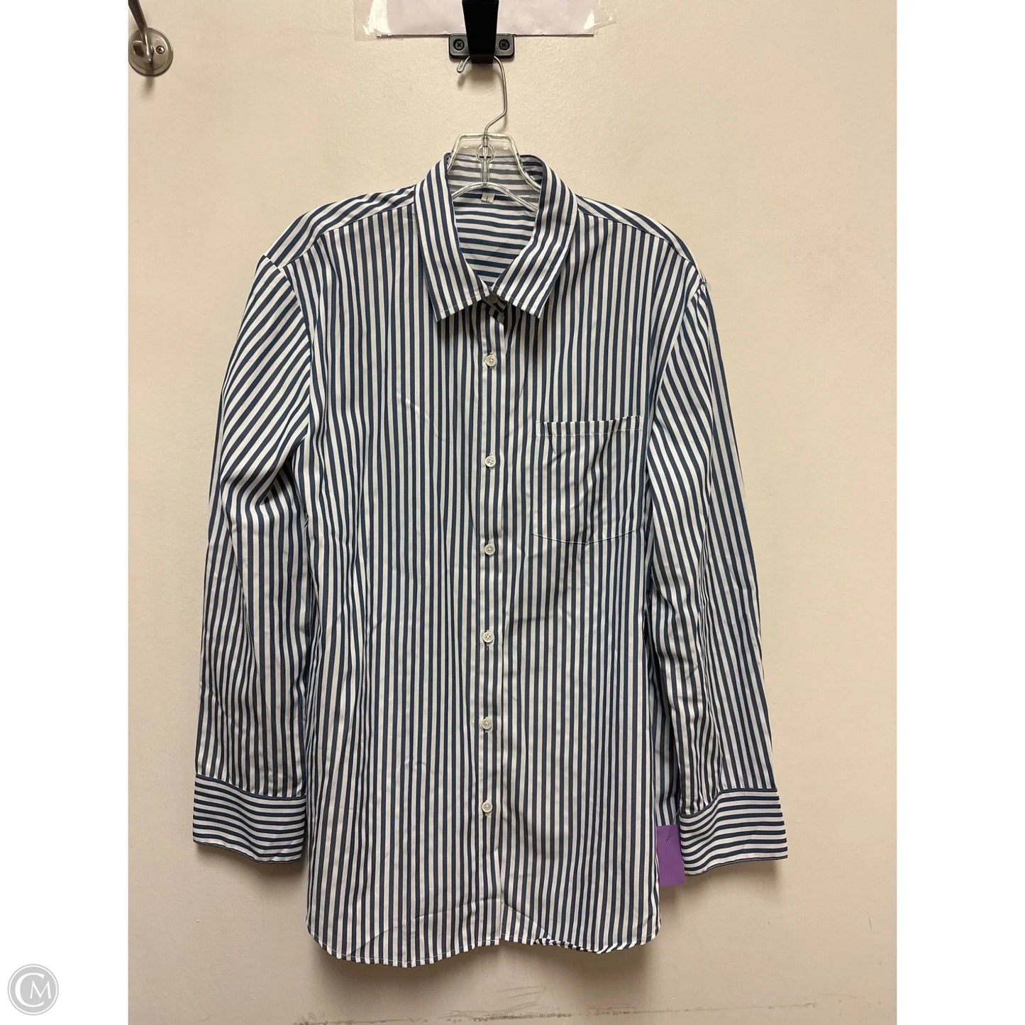 Blouse Long Sleeve By Clothes Mentor In Blue, Size: L