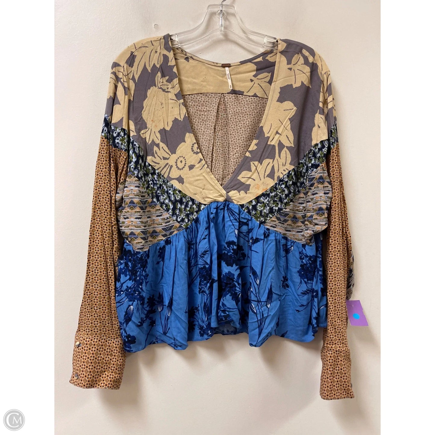 Top Long Sleeve By Free People In Floral Print, Size: M