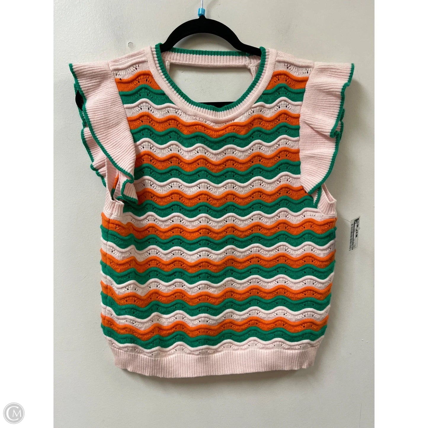 Sweater Short Sleeve By Thml In Green & Pink, Size: L