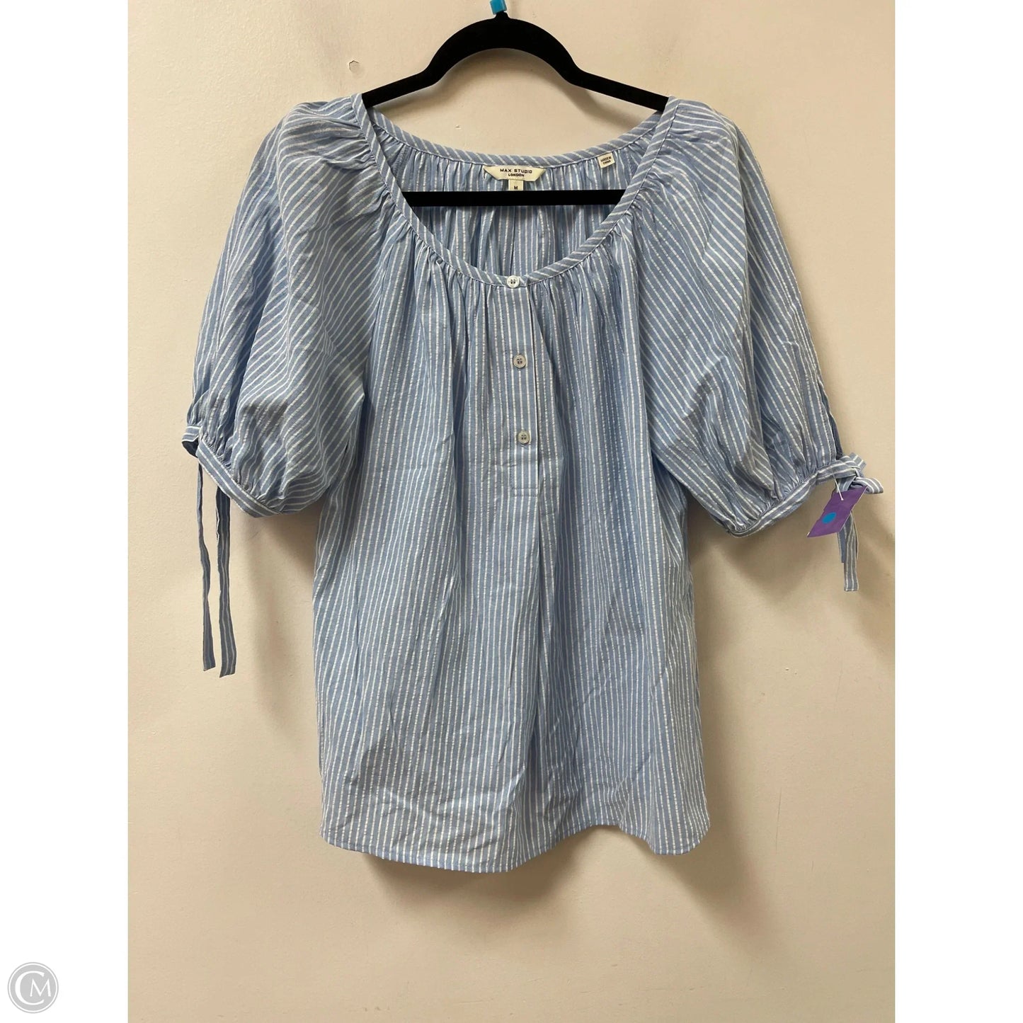 Top Short Sleeve By Max Studio In Blue, Size: M