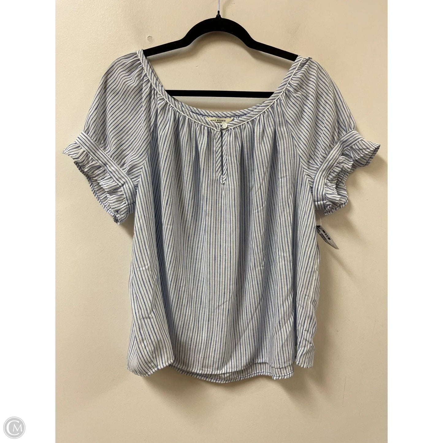 Top Short Sleeve By Max Studio In Blue, Size: L