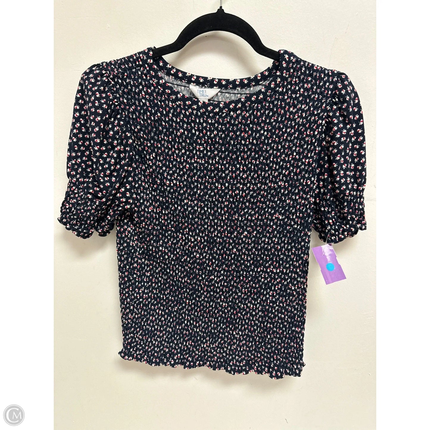Top Short Sleeve By Time And Tru In Navy, Size: M