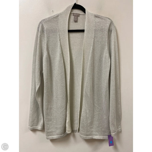 Sweater Cardigan By Chicos In Silver, Size: L