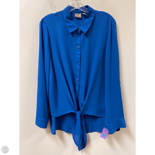 Blouse Long Sleeve By Chicos In Blue, Size: L