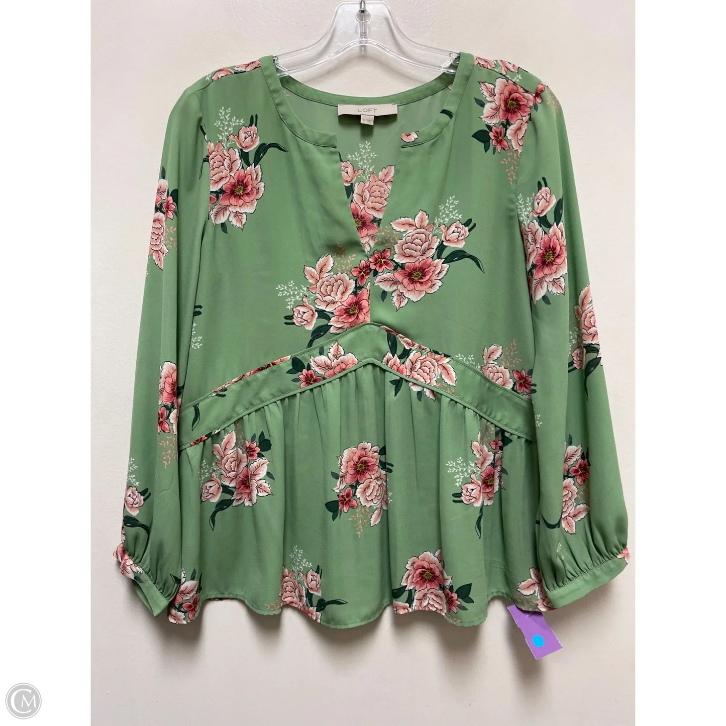 Top Long Sleeve By Loft In Green, Size: S
