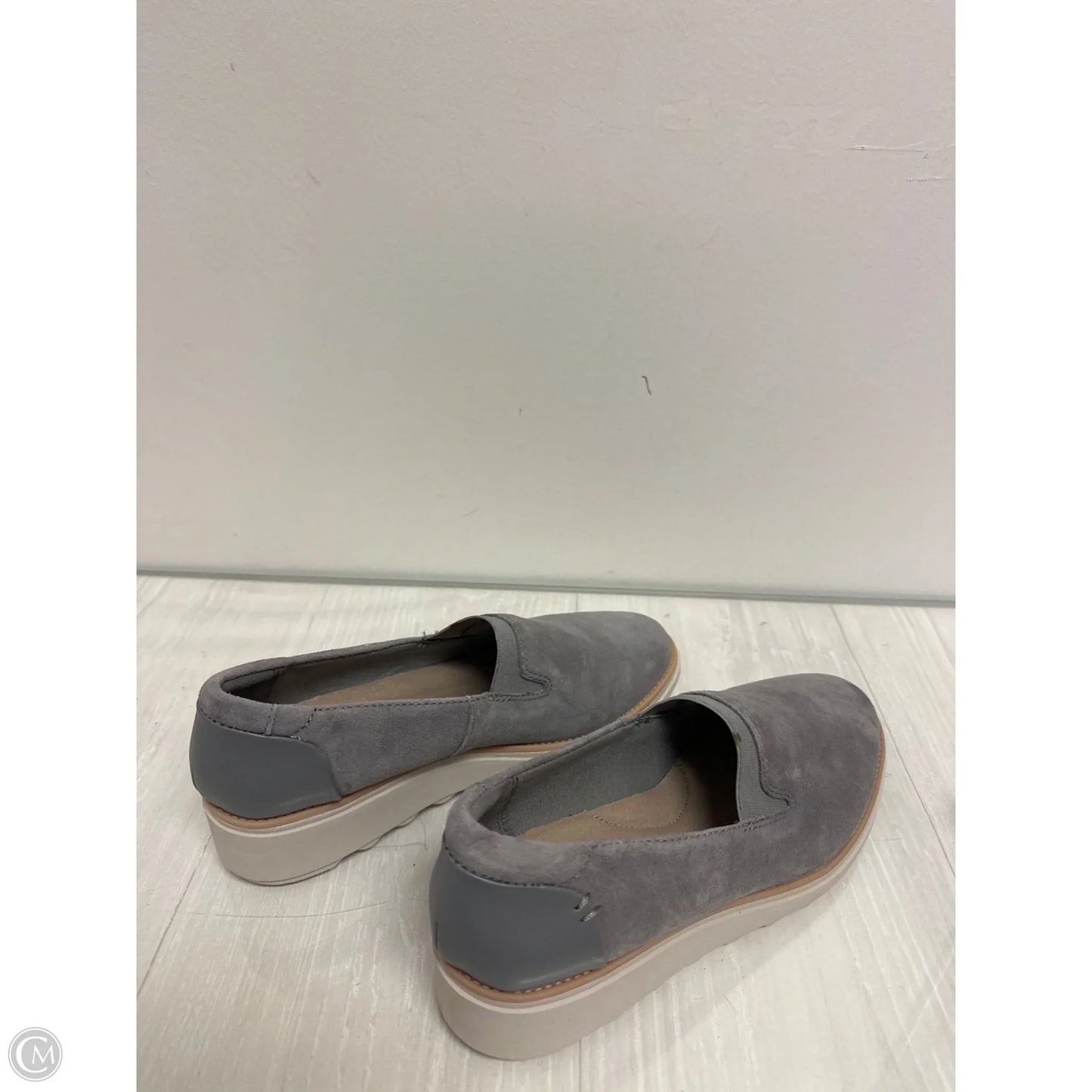 Sandals Heels Wedge By Clarks In Grey, Size: 7