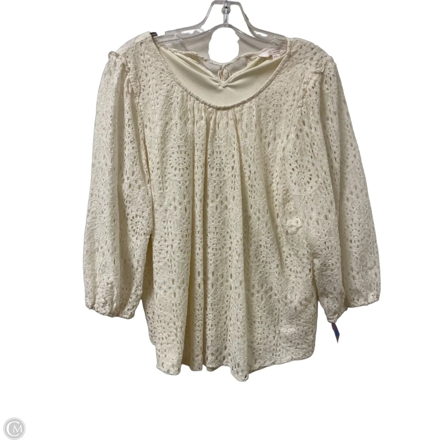 Top Long Sleeve By Lc Lauren Conrad In Cream, Size: 1x