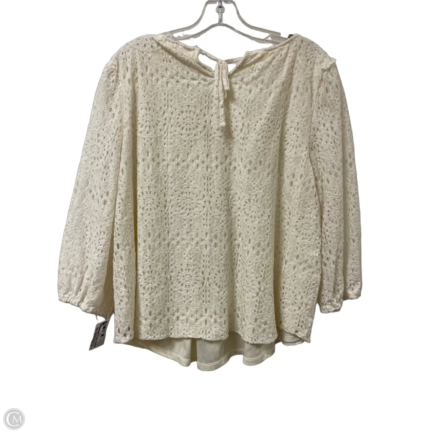 Top Long Sleeve By Lc Lauren Conrad In Cream, Size: 1x
