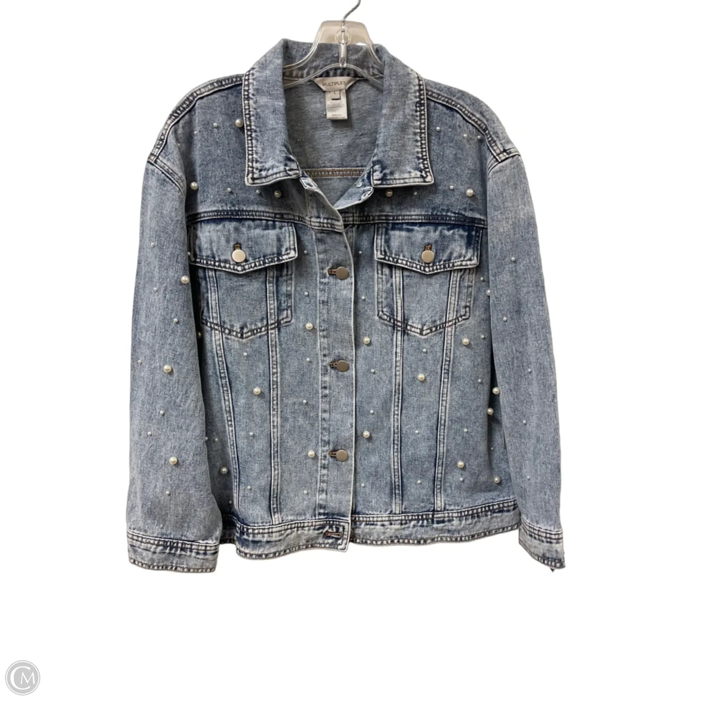 Jacket Denim By Multiples In Blue Denim, Size: L