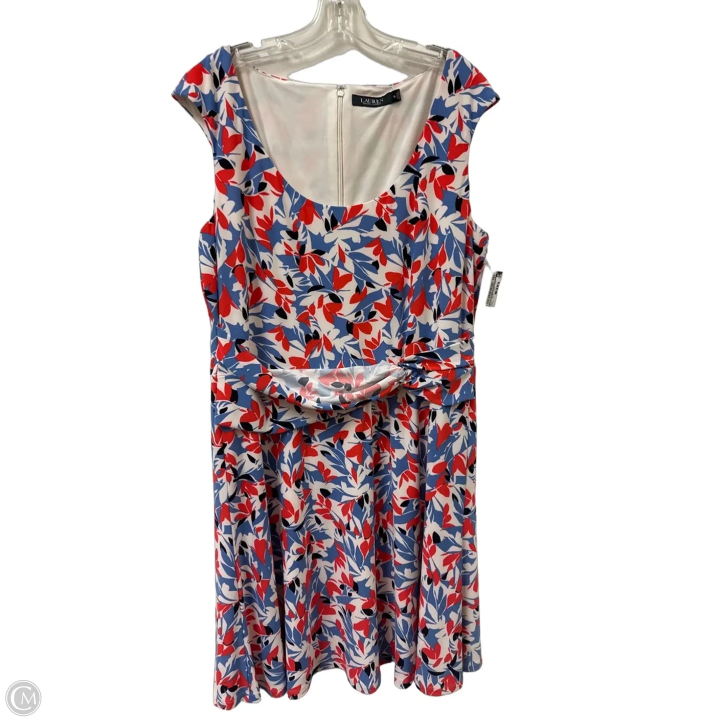 Dress Casual Midi By Lauren By Ralph Lauren In Blue & Red & White, Size: Xl
