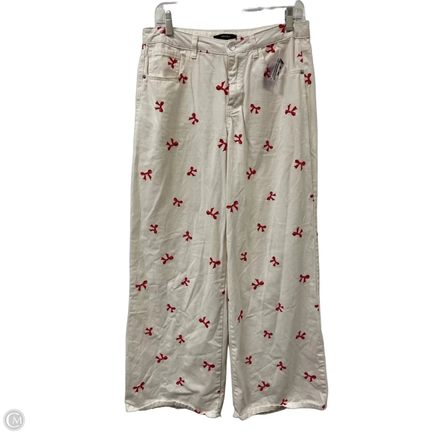 Pants Wide Leg By Forever 21 In Cream & Red, Size: 12