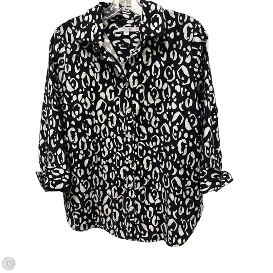 Blouse Long Sleeve By Chicos In Black & White, Size: S
