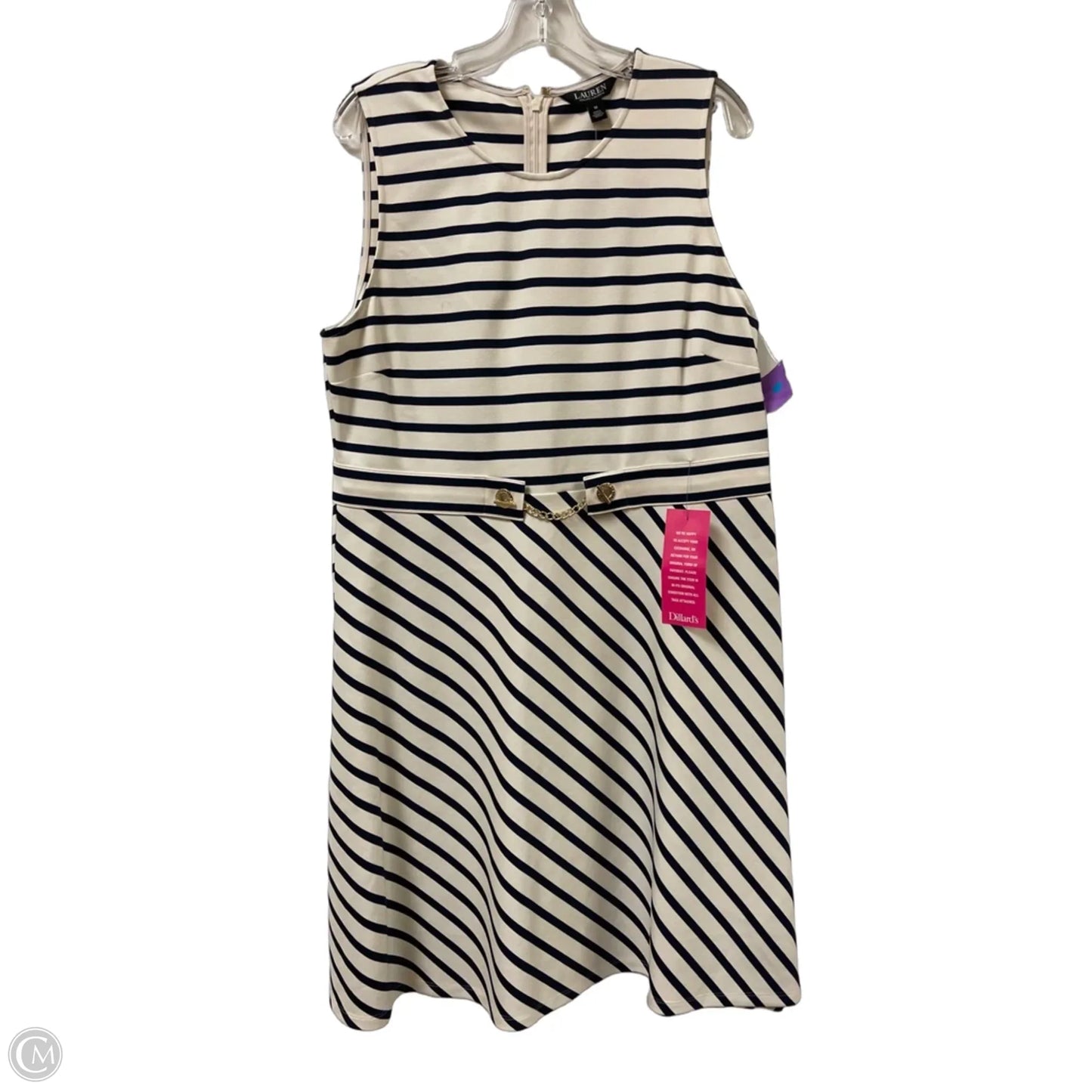 Dress Casual Midi By Lauren By Ralph Lauren In Navy, Size: 16