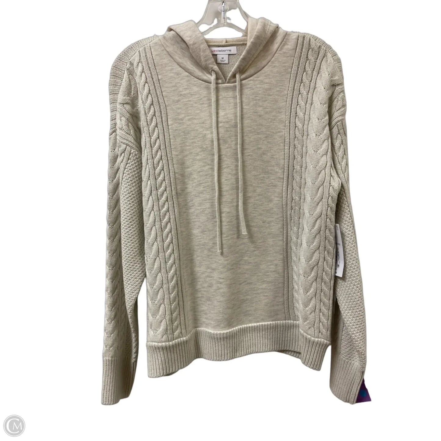 Sweatshirt Hoodie By Liz Claiborne In Cream, Size: M