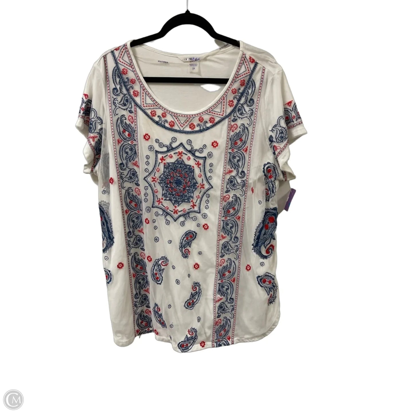 Top Short Sleeve By Nygard Peter In White, Size: 2x
